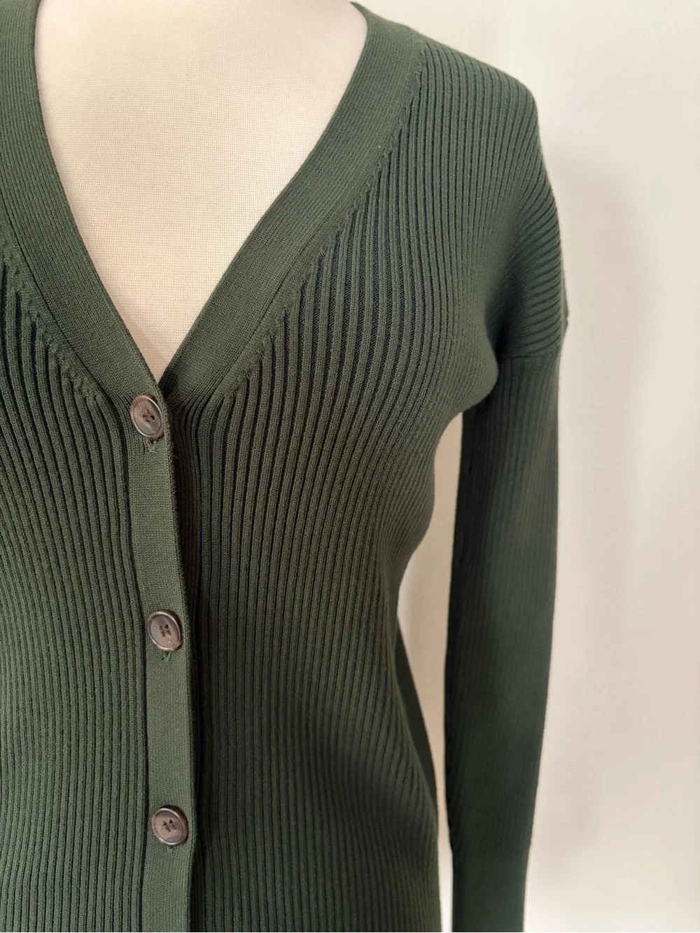 HATCH The Rib Knit Cardigan Olive Green 0 XS